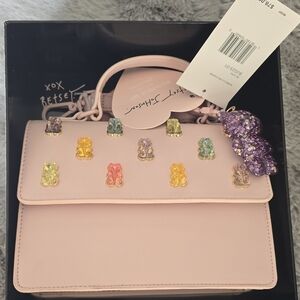 Betsey Johnson Pink Bag with Colorful Gummy Bears and Bag Charm Gift Set. NWT